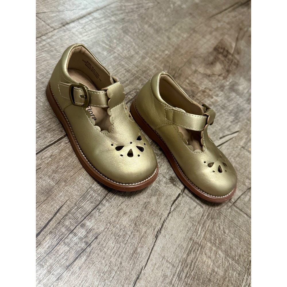 Felix & Flora Toddler Girls Gold Metallic Scalloped Mary Jane Shoes B366 Size 7